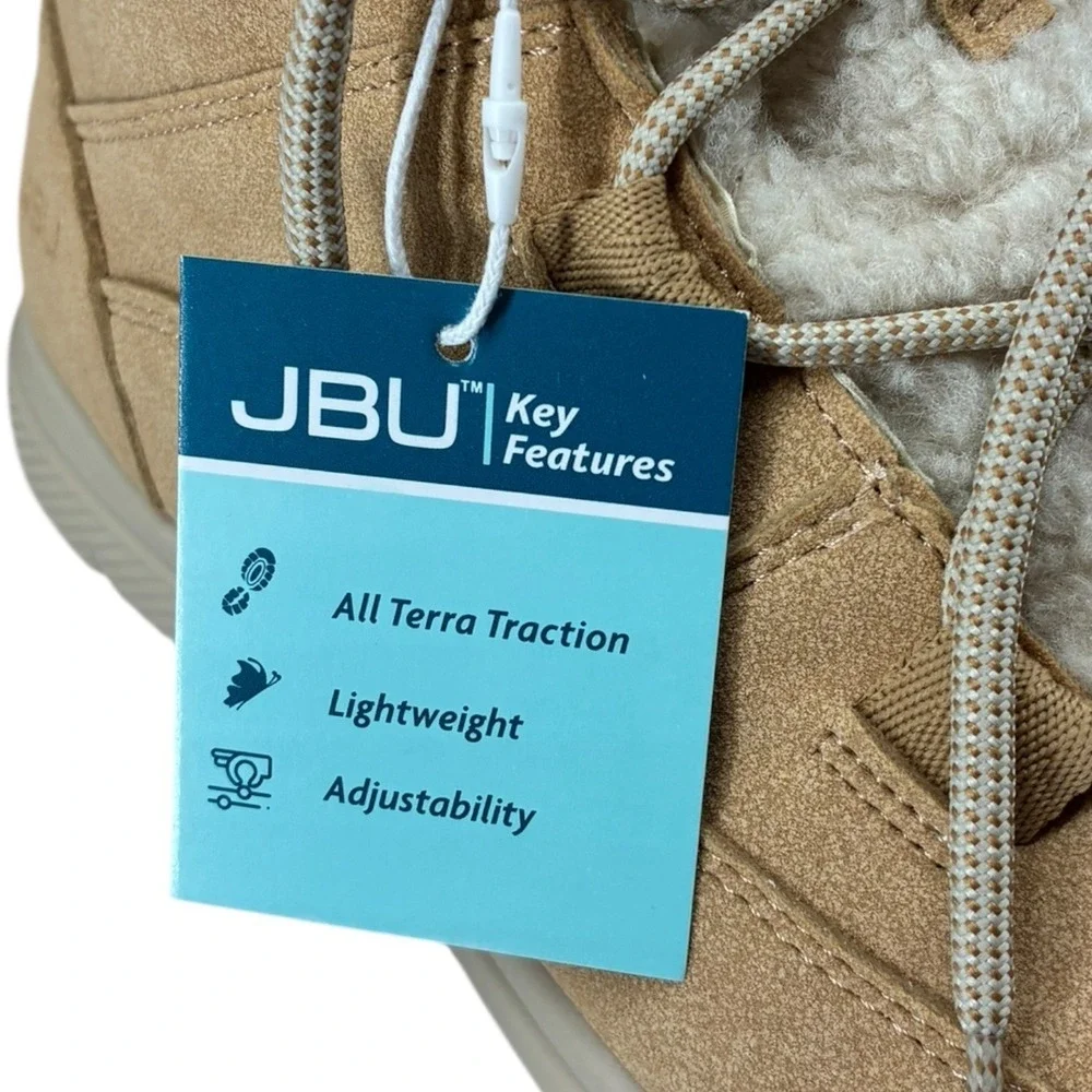 JBU Jambu Freeze Tan FauxShearling LaceUp Booties Lightweight Traction‎ 8M NIB